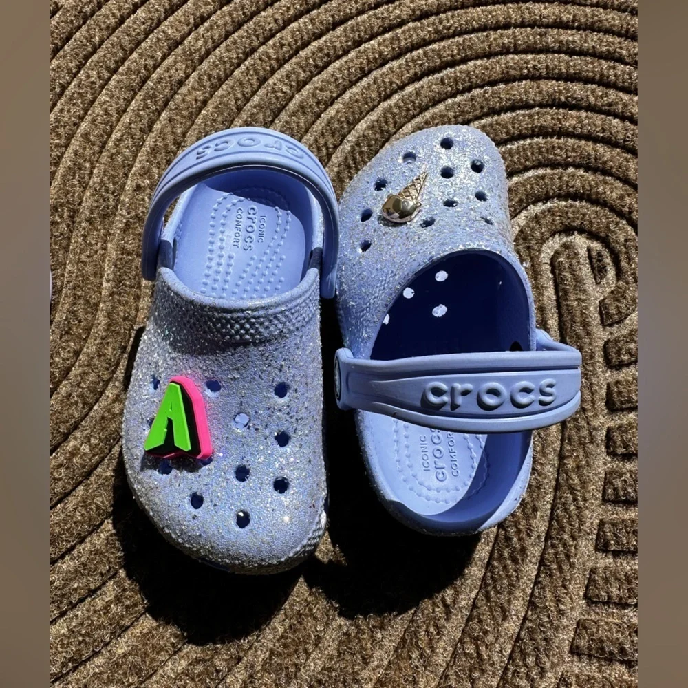 Kid Toddler Purple Glitter Clog Play Shoe Comfort Washable C8‎ Y2K
